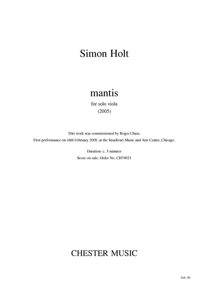 Mantis (Solo Viola)